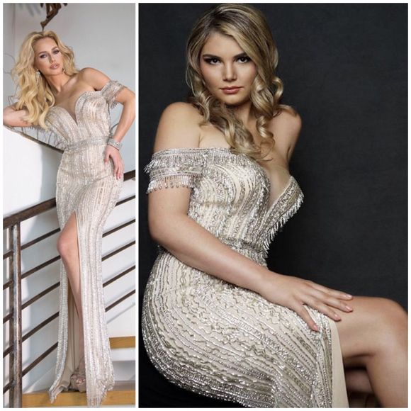 Silver Vienna Size 4 Side slit dress - Picture 2 of 2